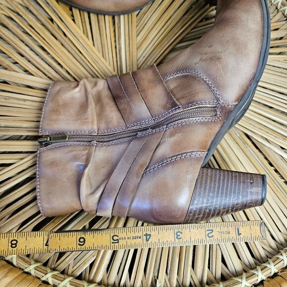 Pikolinos Verona Wrap Bootie 40 9.5 10 Distressed Brown Leather Heeled Boot - Picture 8 of 9